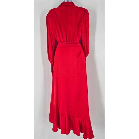 Zimmermann Silk Midi Wrap Dress in Red Size 1 Medium - Picture 12 of 12